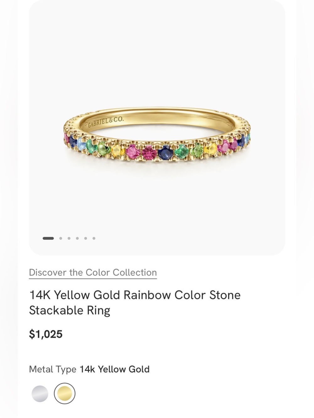 Gabriel & Co. Yellow Gold Multicolor Stone Ring